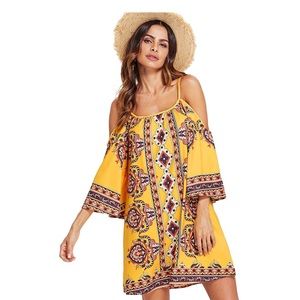 Tribal Print Kimono Tunic Dress